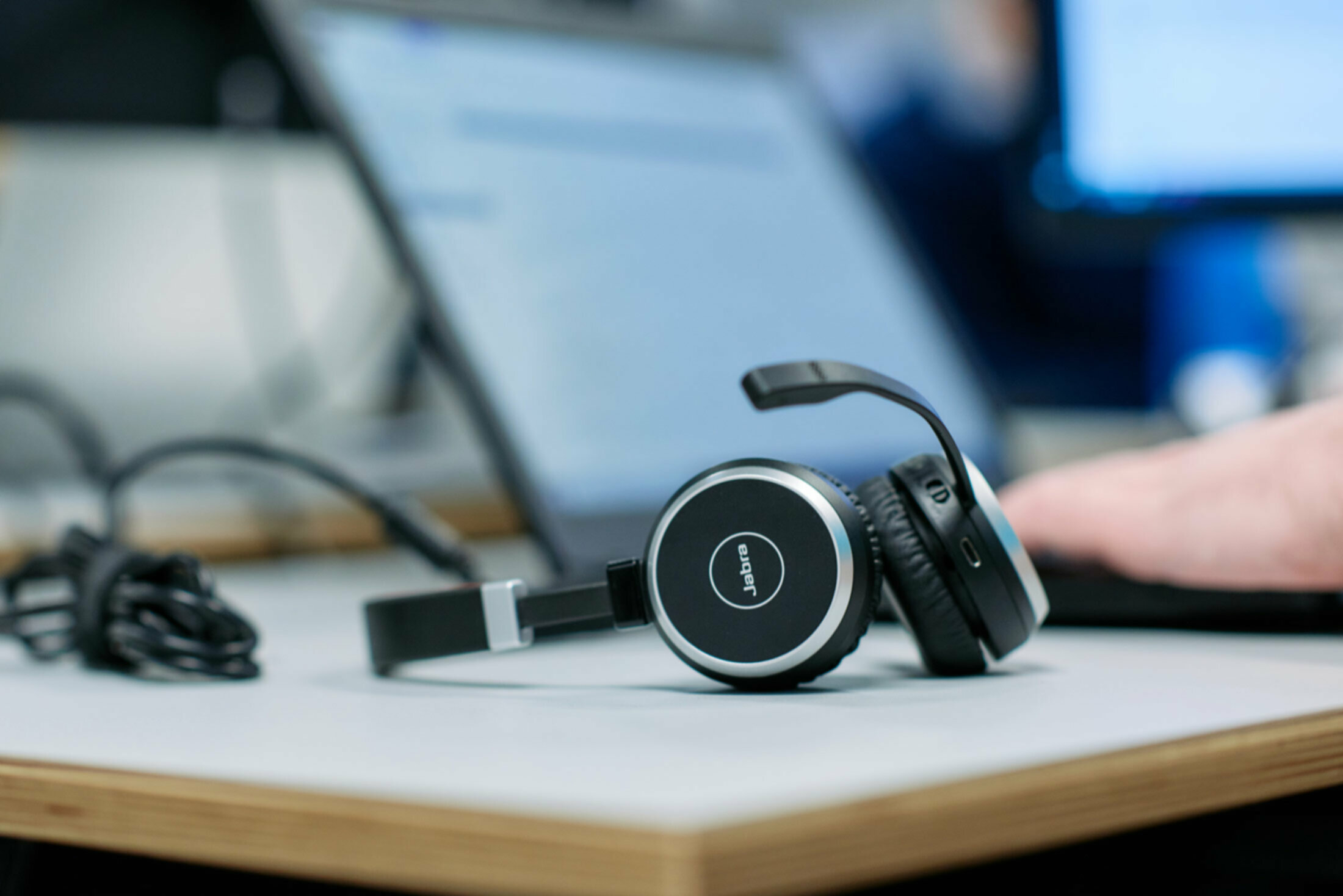 Headset on office desk