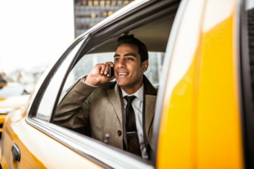 man in taxi using device based mobile compliance recording solution