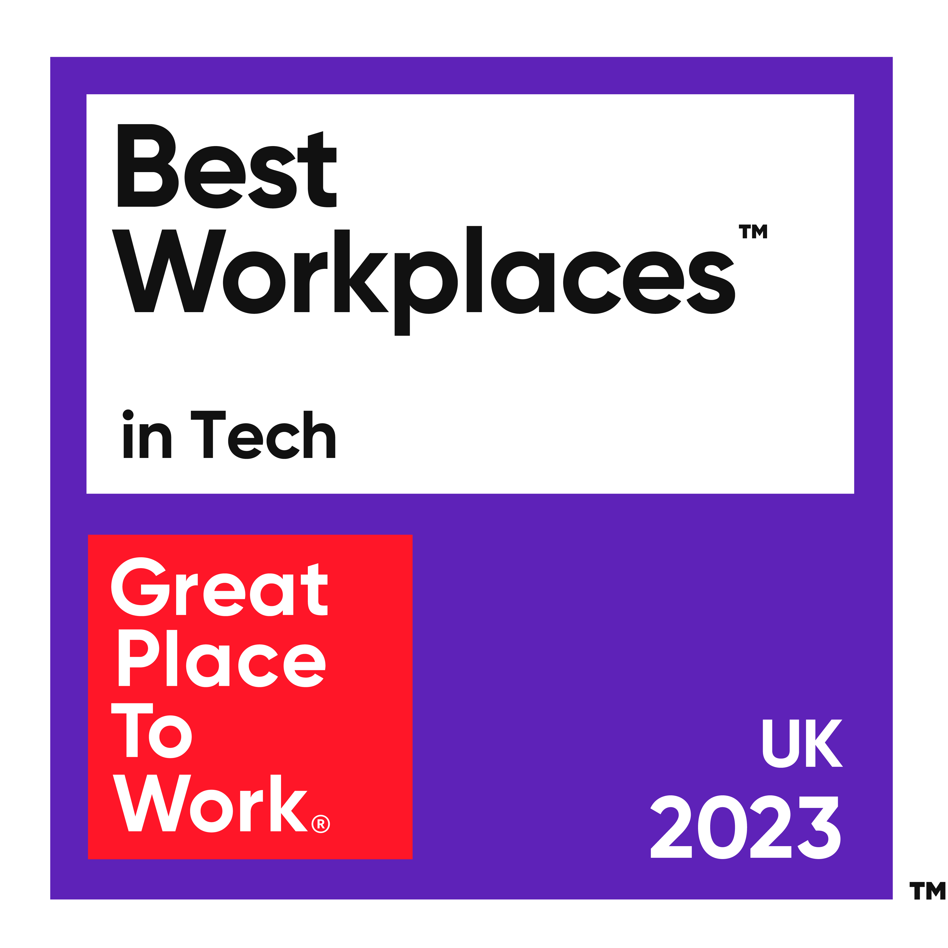 Best Workplaces in Tech, Great Place to Work UK 2023 Badge