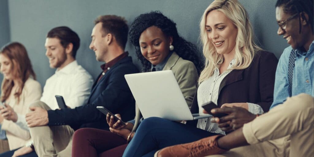 people waiting in line for interview